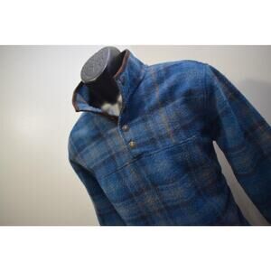 John Wayne Fleece Pullover Sweater Plaid Snap Neck Mens Size Small